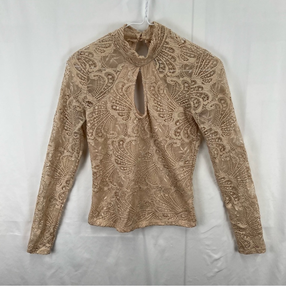 Charlotte Russe - Small - Women's Top - Lace - Light Brown - Feminine